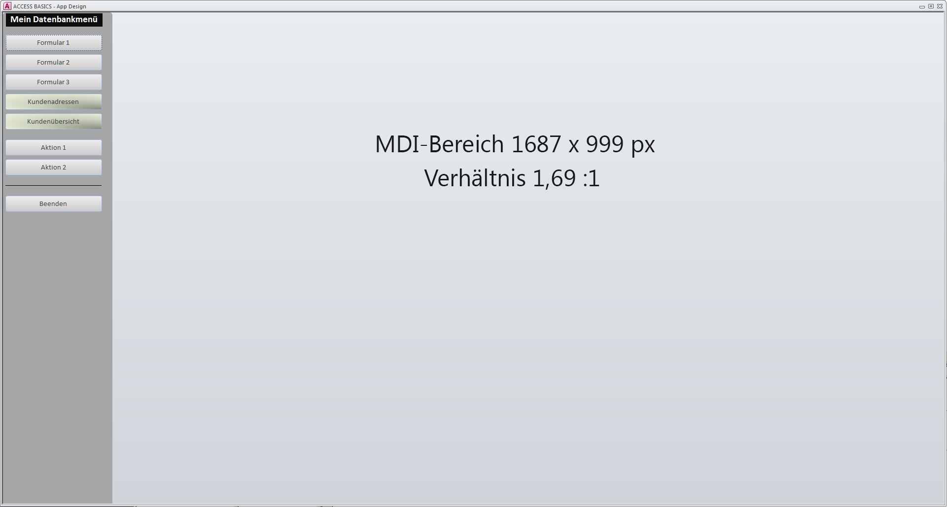 Ohne Ribbon aber mit Switchboard ändert sich die verfügbare Arbeitsfläche