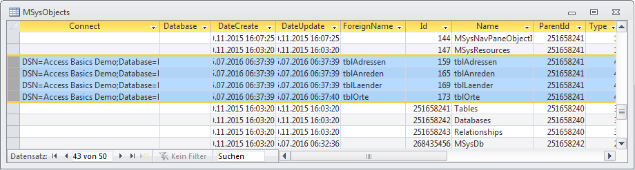 Systemtabelle MSysObjects