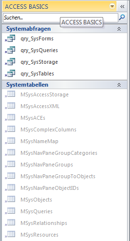 MSys-Systemtabellen