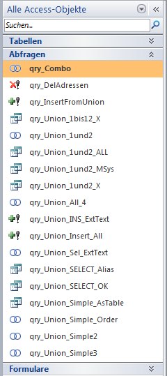 Die zwei Ringe stellen das Symbol für UNION-Abfragen im Navigationsbereich dar