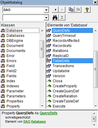 DIe DAO-Bibliothek im VBA-Objektkatalog
