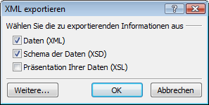 Abfrage der grundlegenden Export-Optionen
