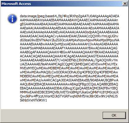Info-Meldung bei binärem Inhalt des Bilds