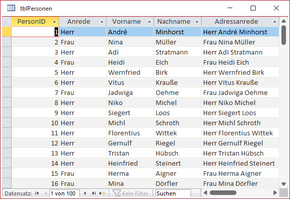 Ein berechnetes Feld im Einsatz