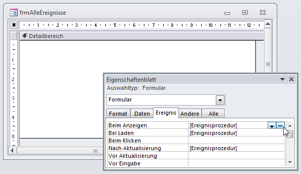 Anlegen von Ereignissen von der Benutzeroberfläche aus