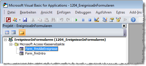 Das Klassenmodul im Projekt-Explorer