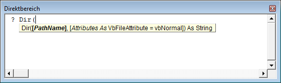 IntelliSense zeigt die Parameter als optional an