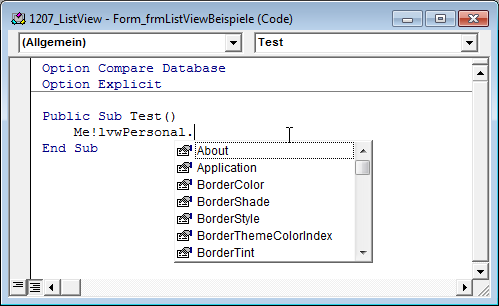 Standardeigenschaften von ActiveX-Steuerelementen