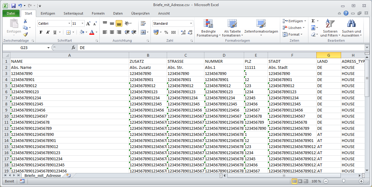 Test-CSV-Datei zur Ermittlung der Zeichenzahl je Feld