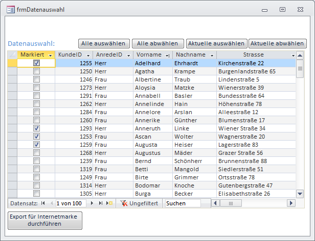 Ausgangspunkt für das Erstellen von Internetmarken
