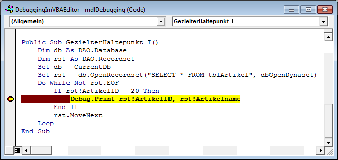 Anhalten des Codes bei Erreichen eines bestimmten Wertes