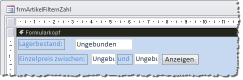 Filtern nach Mindest- und Höchstpreis