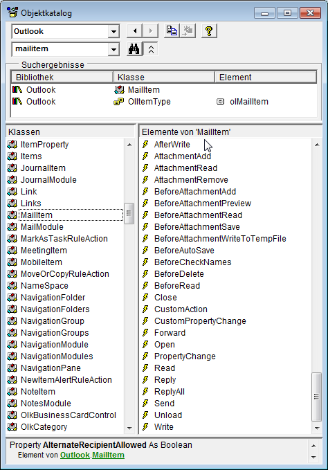 Ereignisse des MailItem-Objekts in Outlook