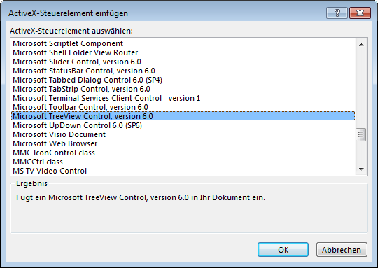 Auswahl des TreeView-Steuerelements