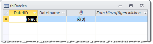 Das Anlage-Feld in der Datenblattansicht