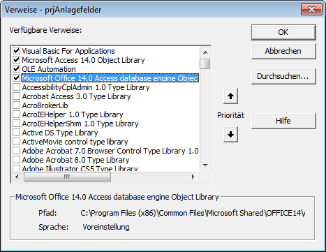 Verweis auf die neue DAO-Bibliothek