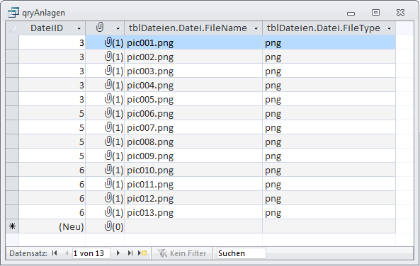Abfrage, die jeden Datensatz entsprechend der Anzahl der enthaltenen Anlagen anzeigt.
