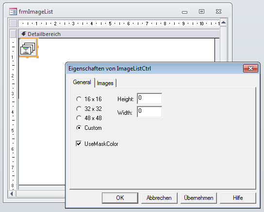 Eigenschaftsfenster des ImageList-Steuerelements