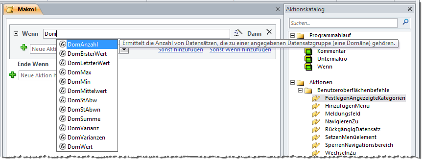 IntelliSense im Makro-Editor von Access 2010