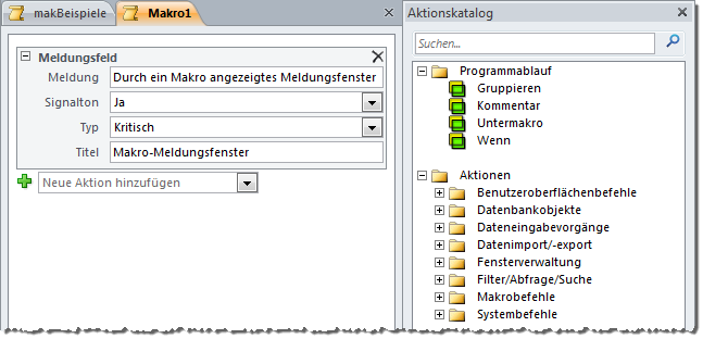 Ein erstes Makro mit einem Meldungsfeld
