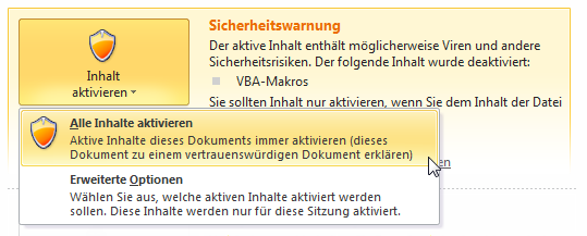 Aktivieren aller Inhalte