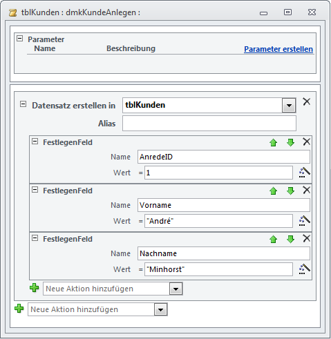 Datenmakro zum Anlegen eines neuen Datensatzes in der Tabelle tblKunden