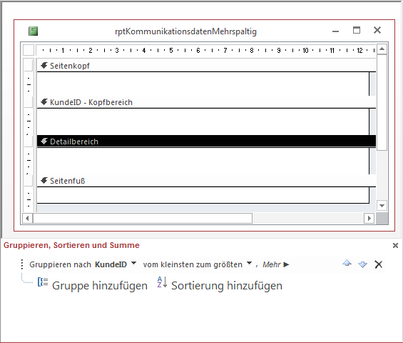 Hinzufügen der Gruppierung
