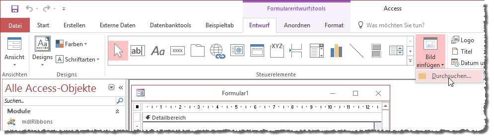 Hinzufügen einer Bilddatei per Formular-Entwurf