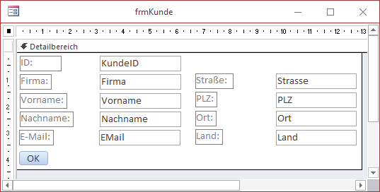 Formular-Entwurf unseres Beispielformulars