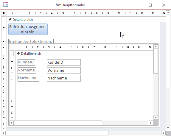 Formular zum Auswerten der aktuellen Selektion