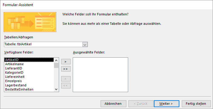 Der Formular-Assistent von Access