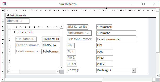 Hauptformular mit Unterformular