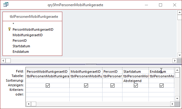 Abfrage als Datenherkunft des Unterformulars sfmPersonenMobilfunkgeraete