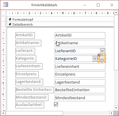 Schaltfläche zum Bearbeiten der Kategorien