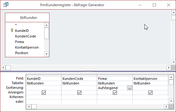 Datensatzherkunft des Listenfeldes