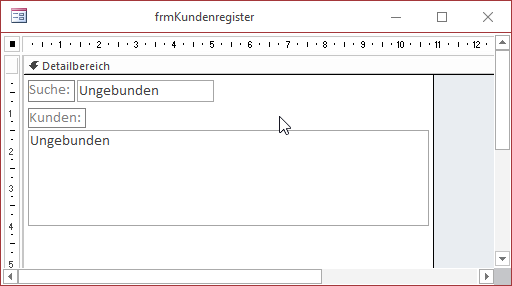 Suchfeld und Listenfeld zur Ausgabe der Suchergebnisse