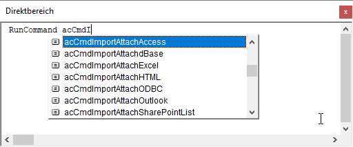 Auswahl der Befehle zum Importieren aus verschiedenen Quellen