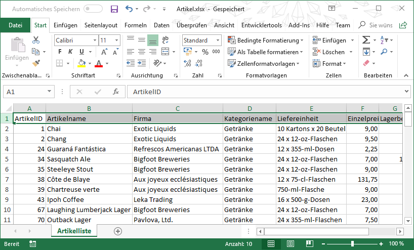 Formular-Entwurf unseres Beispielformulars