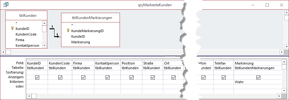 Abfrage, die nur die markierten Kunden liefert