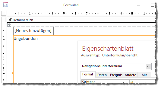 Navigationsunterformular