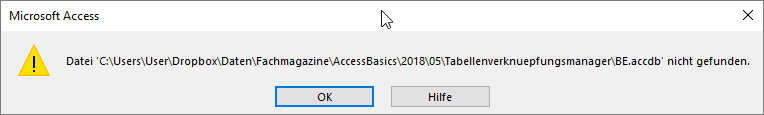 Fehlgeschlagener Zugriff auf eine verknüpfte Tabelle