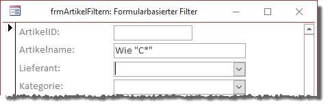 Umwandlung des Kriteriums in einen Vergleichsausdruck
