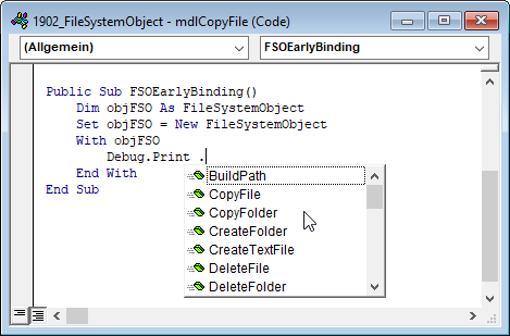 FileSystemObject mit IntelliSense nutzen