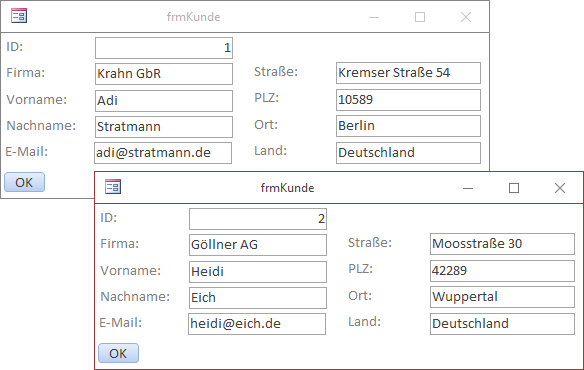 Mehrfaches öffnen des gleichen Formulars mit verschiedenen Datensätzen