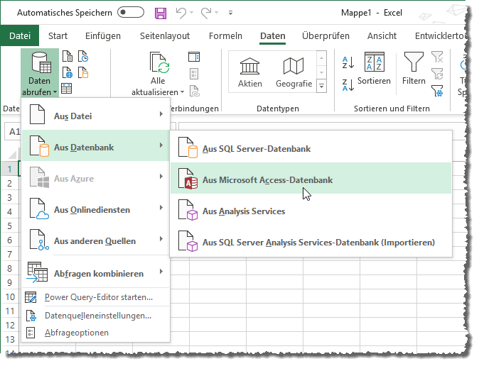 Abrufen von Daten aus einer Access-Datenbank