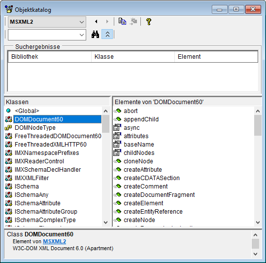 Objektkatalog von VBA