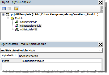 Das VBA-Projekt im Projekt-Explorer
