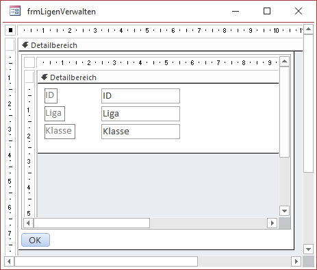 Entwurf des Formulars frmLigenVerwalten