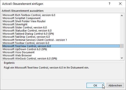 Einfügen des TreeView-Steuerelements