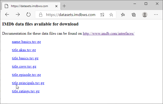 Download der Filmdaten von IMDB